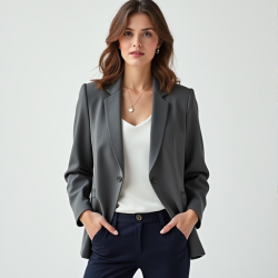 Chic Elegance Stand Collar Blazer