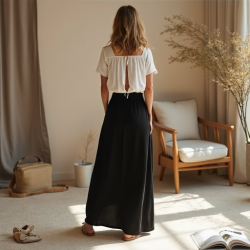 Elysian Elegance Side-Slit Maxi Skirt