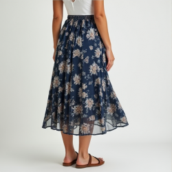 Elysian Breeze Printed Midi Skirt