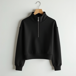 Chic Breeze Half-Zip Cropped Sweatshirt
