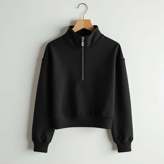 Chic Breeze Half-Zip Cropped Sweatshirt
