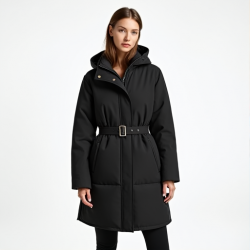 Elegance Shield Women's Belted Puffer Coat