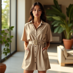 Explorer Luxe Belted Safari Shirt Tunic