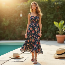 Elysian Blooms Smocked Midi Sundress