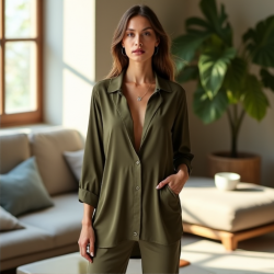 Elegant Flow Longline Draped Shirt
