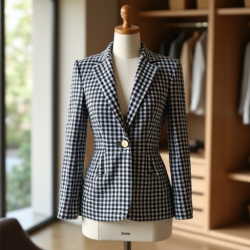 Chic Gingham Elegance Blazer