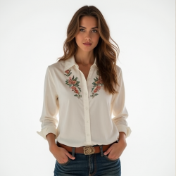 Rustic Charm Embroidered Snap Shirt