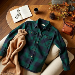 Evergreen Plaid Flannel Tunic Shirt