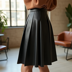 Chic Pleat Faux Leather Skirt