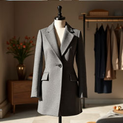 Chic Elegance Collarless Tweed Jacket
