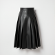 Chic Pleat Faux Leather Skirt