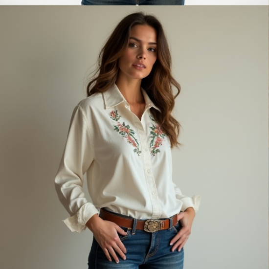 Rustic Charm Embroidered Snap Shirt