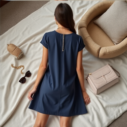 Chic A-Line Pocketed Tunic Dress