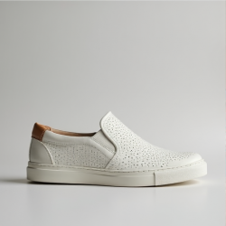 BreezyStep Women's Perforated Leather Slip-On Sneakers