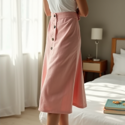 Luxe Linen Blend Button-Through Skirt
