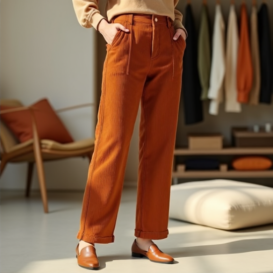 Chic Comfort Corduroy Straight-Leg Pants
