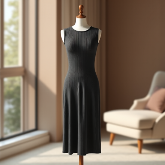 Elysian Elegance Sleeveless Ribbed Midi Dress