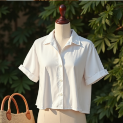 Chic Breeze Cropped Camp Shirt
