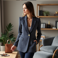 Chic Stripe Knit Blazer