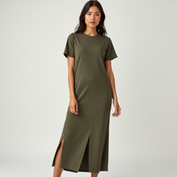 Elysian Breeze Split-Hem Maxi T-Shirt Dress