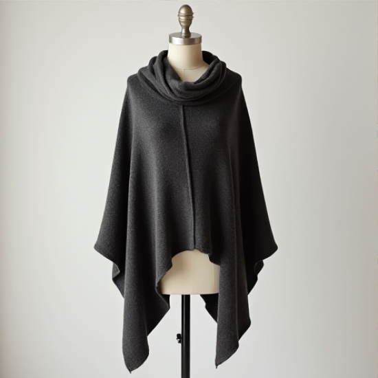 Elysian Wrap: Women's Asymmetrical Hem Knit Poncho