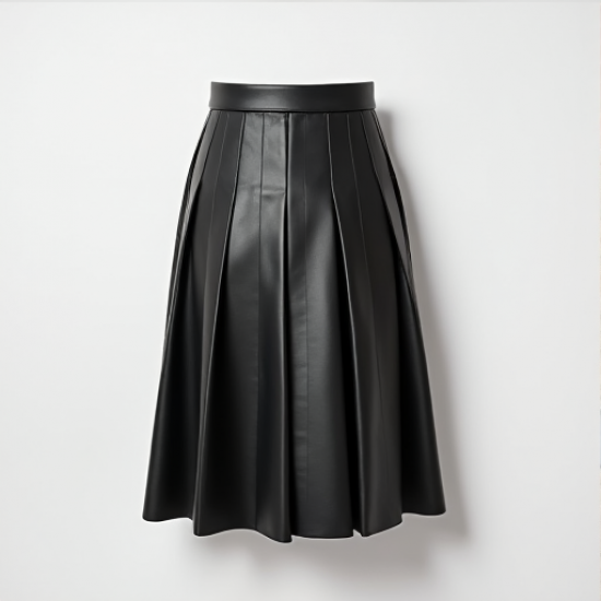 Chic Pleat Faux Leather Skirt