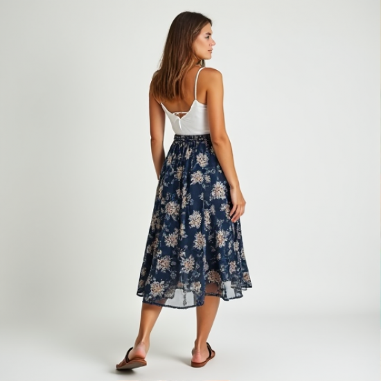 Elysian Breeze Printed Midi Skirt