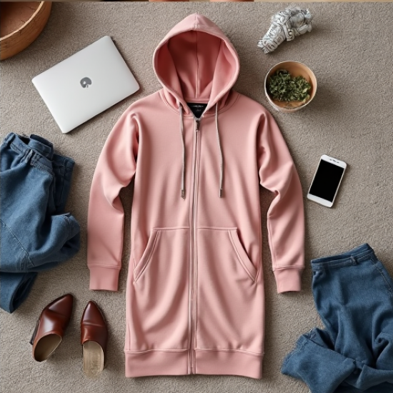 Cozy Luxe Terry Zip-Front Hoodie Dress