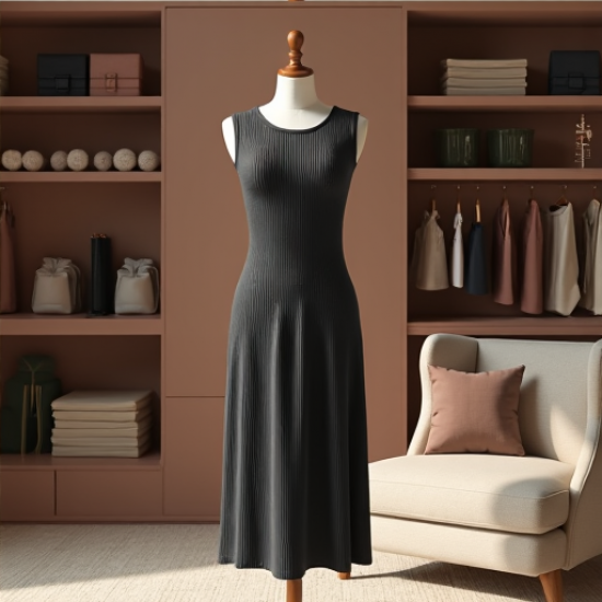 Elysian Elegance Sleeveless Ribbed Midi Dress