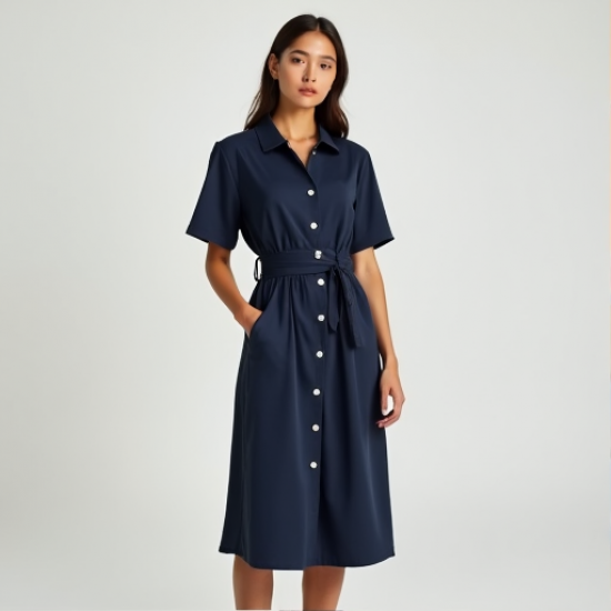 Chic Elegance Button-Down Midi Shirt Dress Chic Elegance Button-Down Midi Shirt Dress