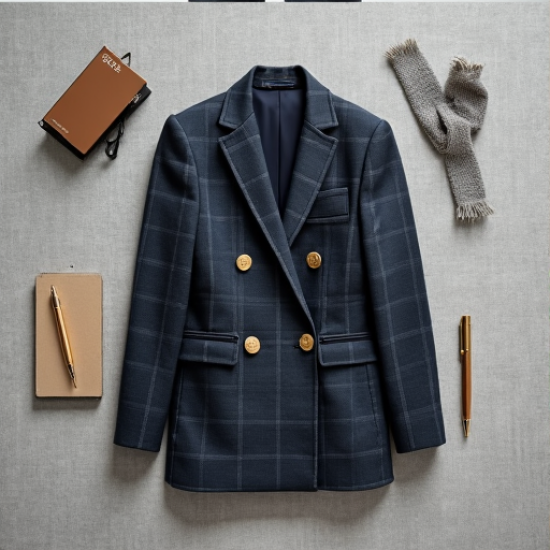 Chic & Classic Double-Breasted Plaid Blazer Chic & Classic Double-Breasted Plaid Blazer