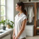 Elegance Fit Cap Sleeve Poplin Shirt