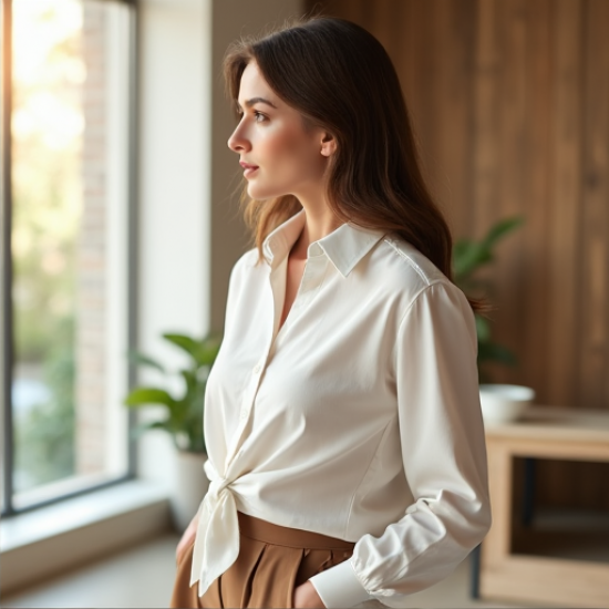 Chic Elegance Tie-Front Shirt