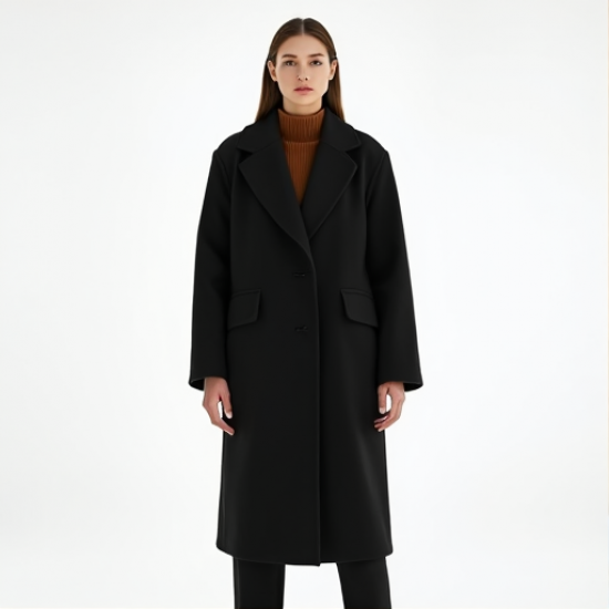 Elegance in Warmth: Longline Wool Blend Coat