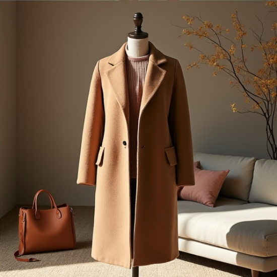Elegance in Warmth: Longline Wool Blend Coat