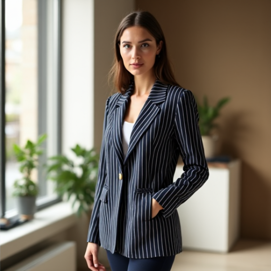Chic Stripe Knit Blazer