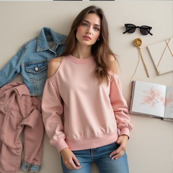 Chic Breeze Cold-Shoulder Sweatshirt