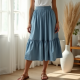 Elysian Breeze Chambray Midi Skirt