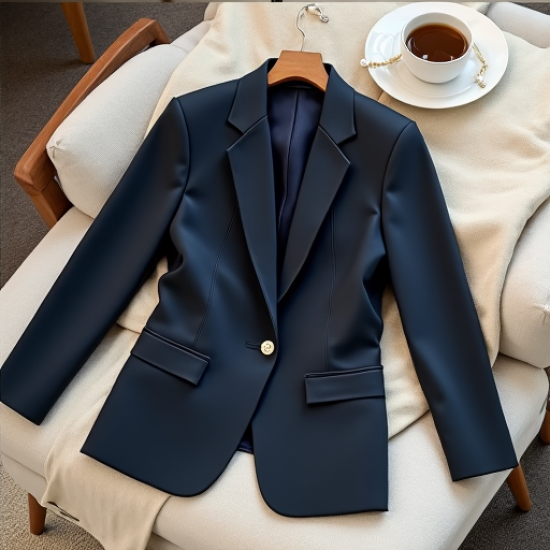 Elegance in Motion: Women's Notched Lapel Blazer