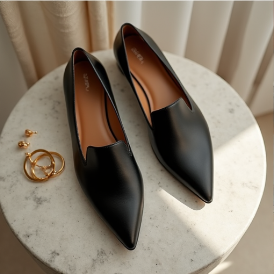 Elegance Step Women's Pointed-Toe Leather Flats