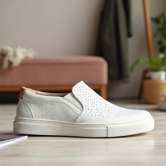 BreezyStep Women's Perforated Leather Slip-On Sneakers BreezyStep Women's Perforated Leather Slip-On Sneakers
