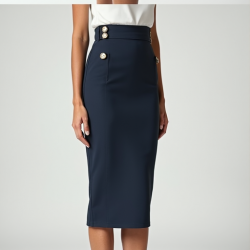 Chic Elegance Button-Accent Pencil Skirt