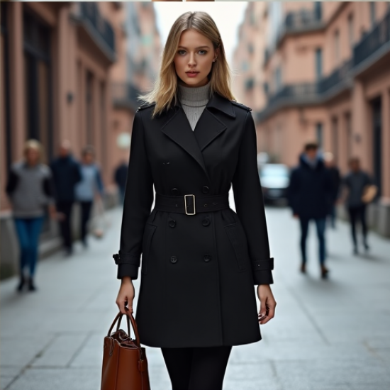 Elysian Elegance Knee-Length Trench Coat