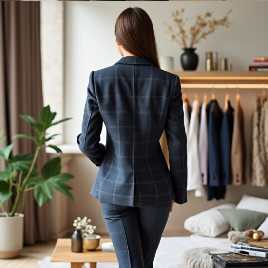 Chic & Classic Double-Breasted Plaid Blazer Chic & Classic Double-Breasted Plaid Blazer