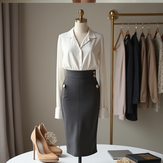 Chic Elegance Button-Accent Pencil Skirt