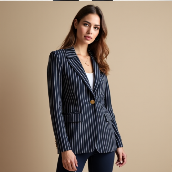 Chic Stripe Knit Blazer