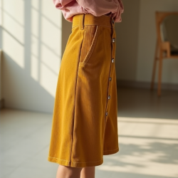 Chic High-Waist Button-Front Corduroy Skirt
