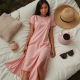 Elysian Breeze Split-Hem Maxi T-Shirt Dress