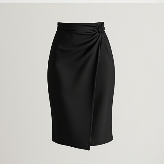 Elegant Draped Faux-Wrap Skirt