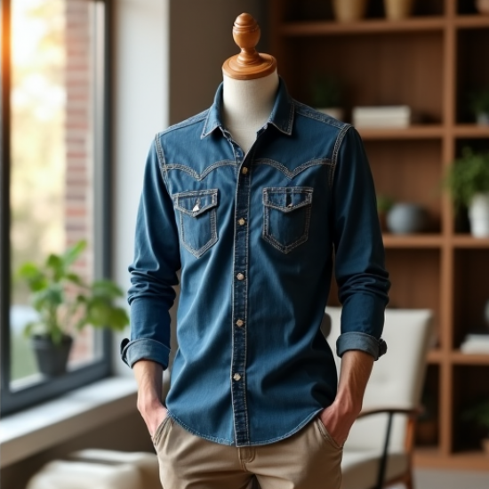 Rustic Charm Snap-Front Denim Shirt